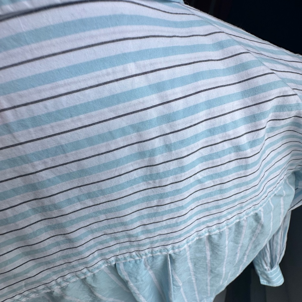 Part Two Women's Light Blue Striped Button Down Shirt - Picture 7 of 8